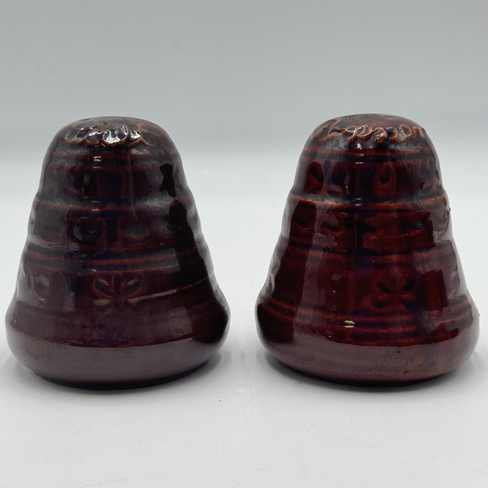 10pc Set Marcrest Daisy Dot Brown Ceramic Creamer Salt Pepper Shaker Coffee Mug