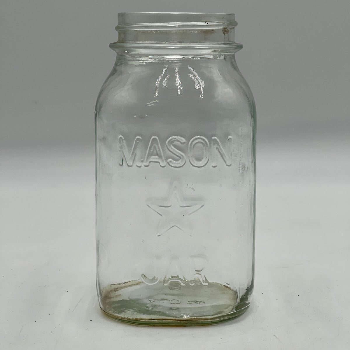 Vintage Mason Star Jar Clear Glass Quart 1970’s Mold #10