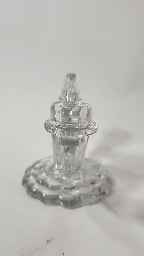 Vintage Heisey Clear Glass Crystolite Pattern Double Light Candle Holder