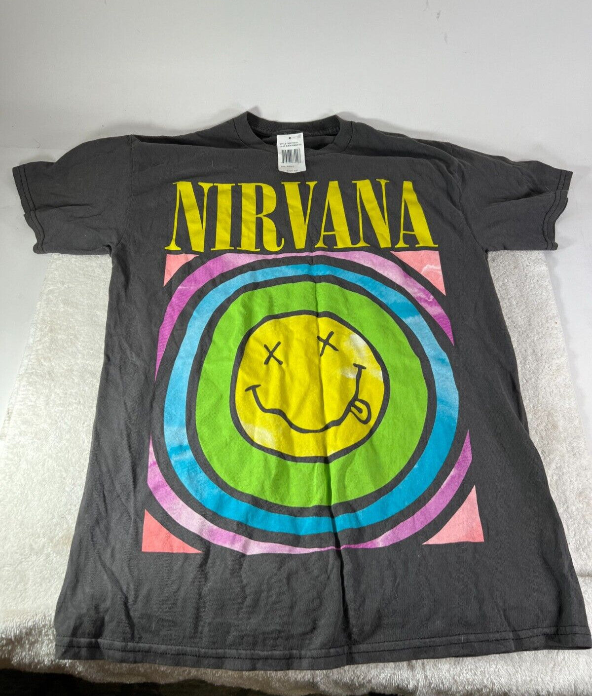Nirvana Smiley Colorful Printed Crewneck Pullover Tshirt Streetwear Retro Size S