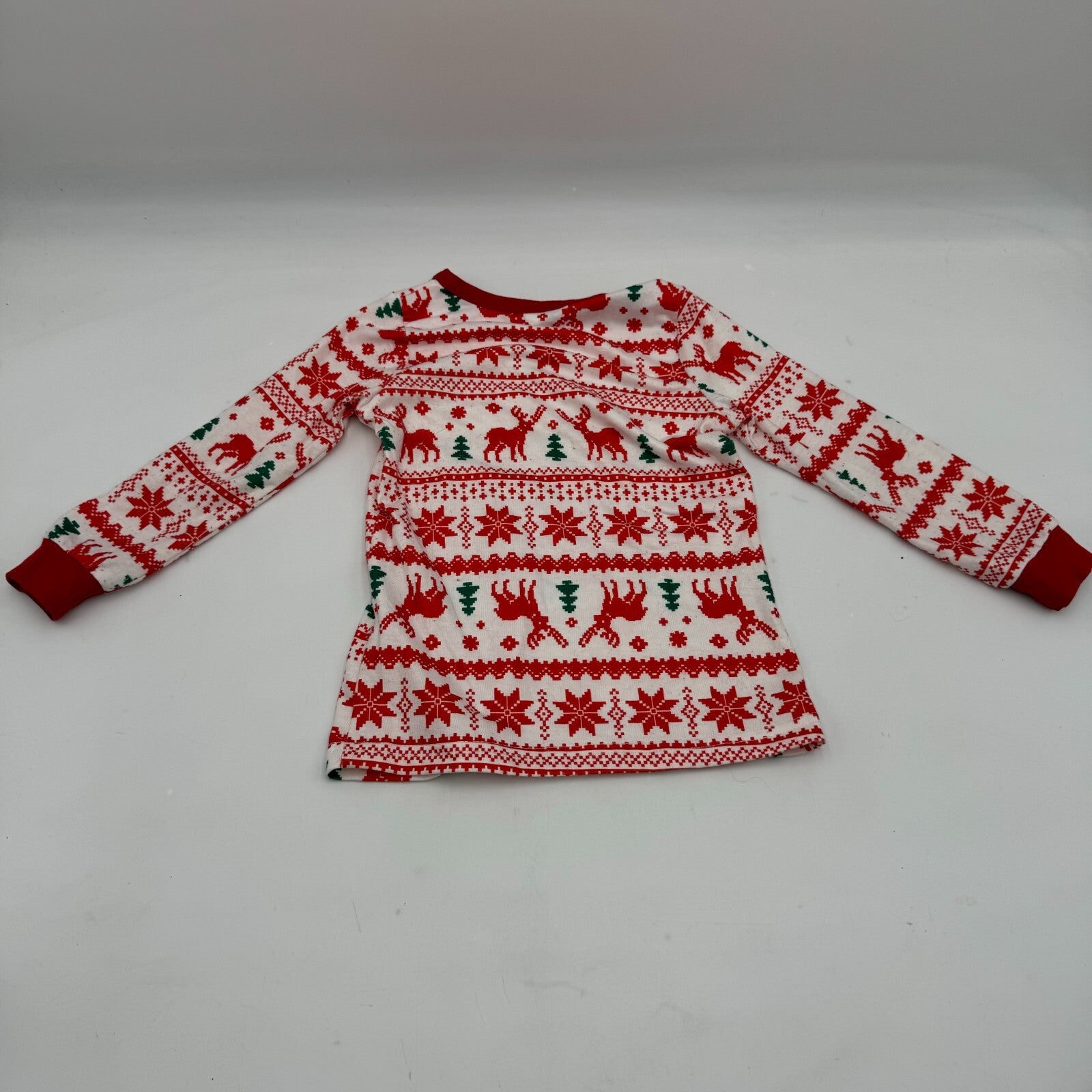 2 Piece Christmas Outfit Long Sleeve & Pants Red Green Reindeer Tree Kid Size 6