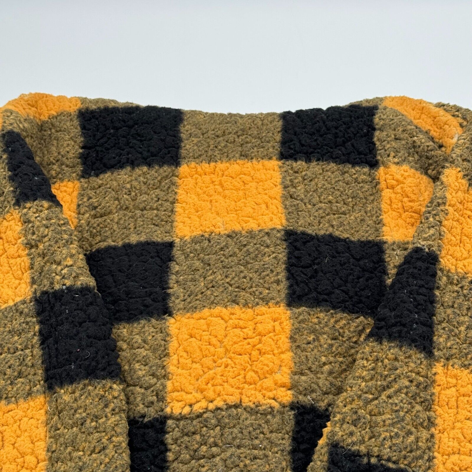 Sweet Rain Yellow Plaid Young Contemporary Sherpa Zip Up Jacket Womens Size L