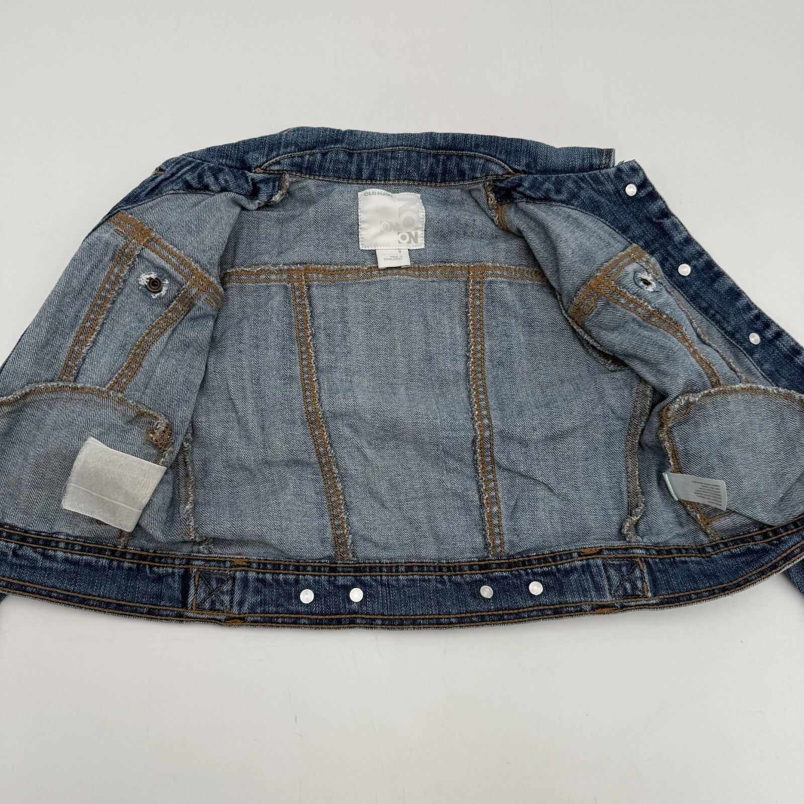 Old Navy Unisex Kids Denim Jacket Blue Collared Button Long Sleeve Size Small