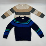 2 Long Sleeve Sweaters H&M Brown Tan Stripes Tucker Blue Green Toddler Size 3T