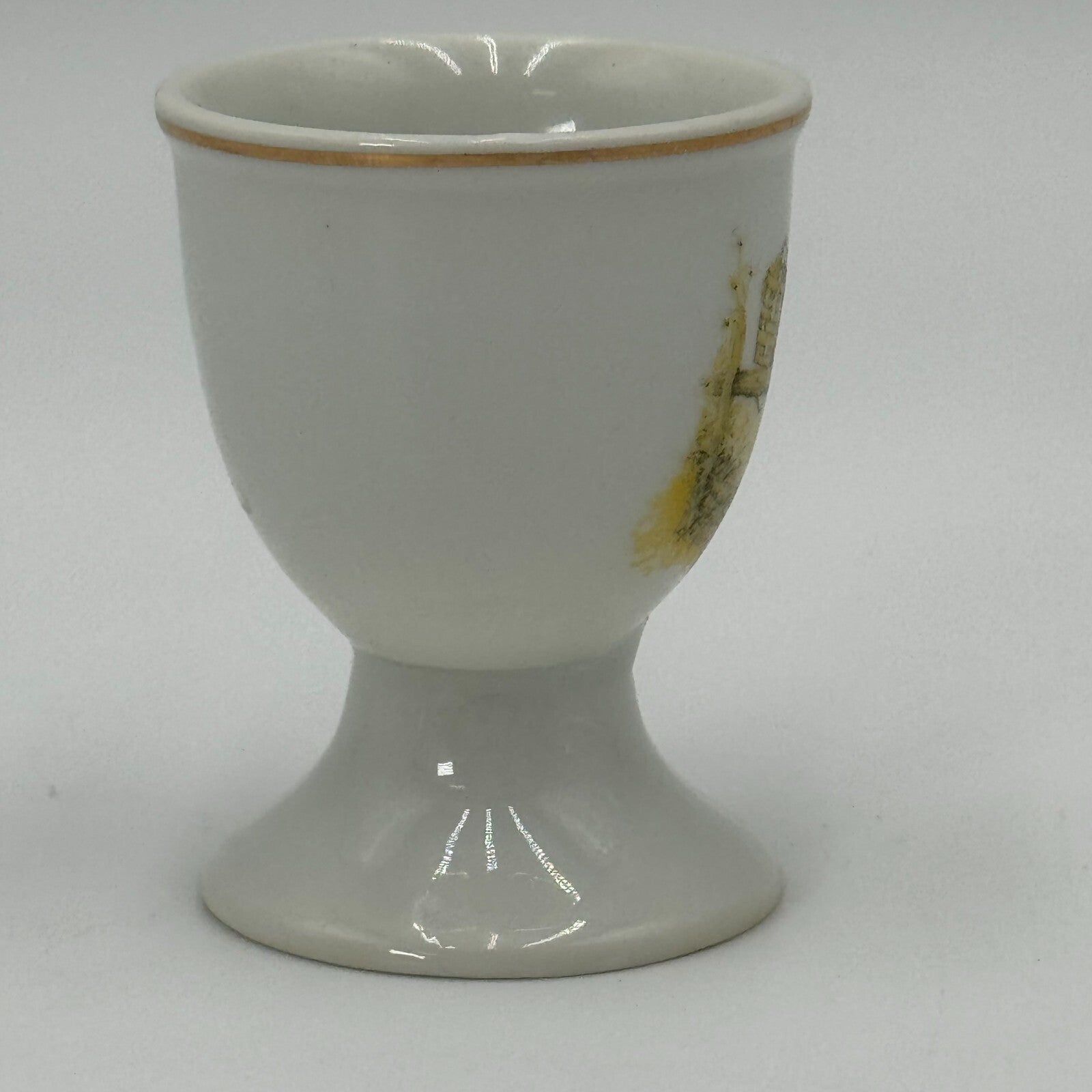 Vintage Gilded Gold Rimmed Porcelain Holly Hobbie Sitting Painted Egg Cup 2.5”