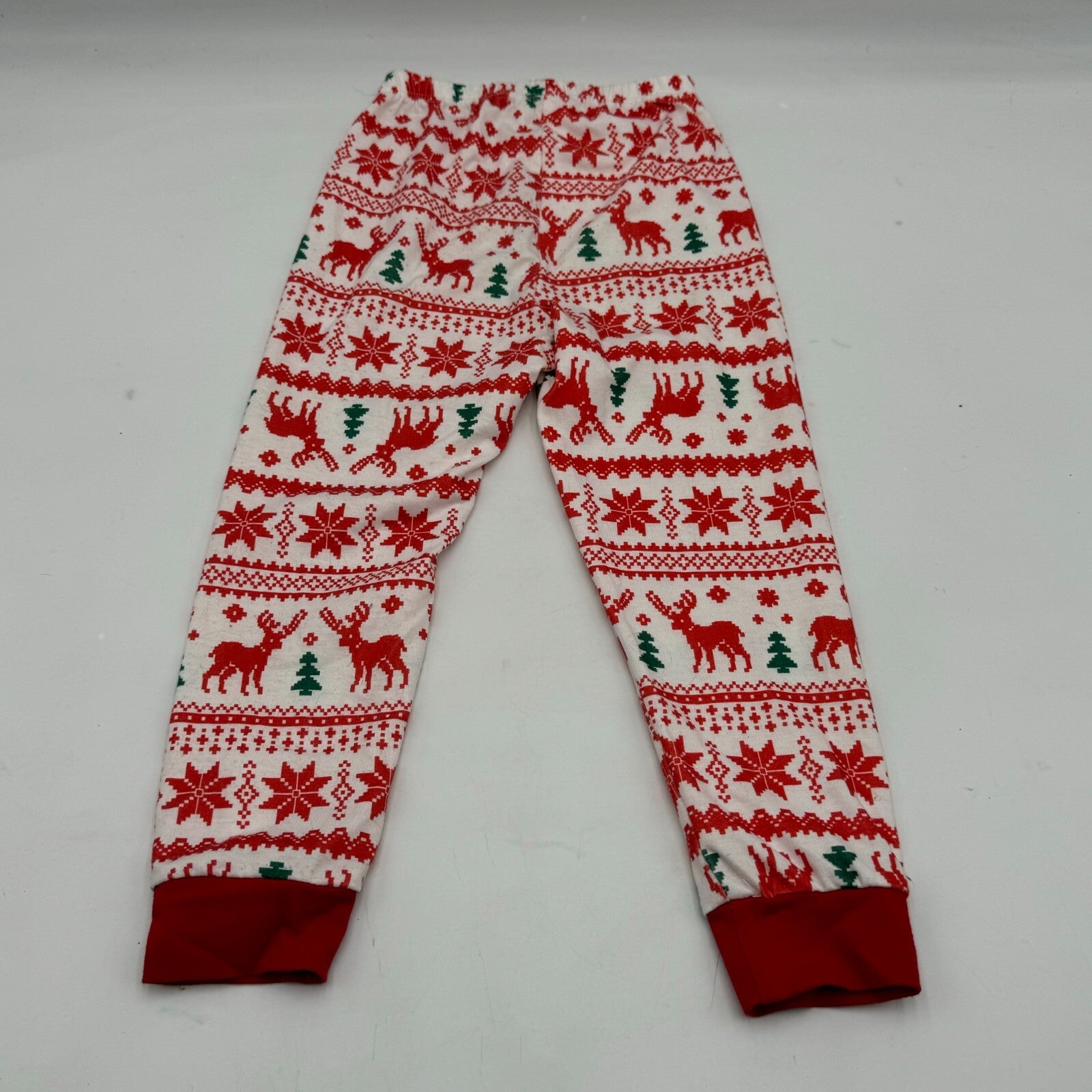 2 Piece Christmas Outfit Long Sleeve & Pants Red Green Reindeer Tree Kid Size 6