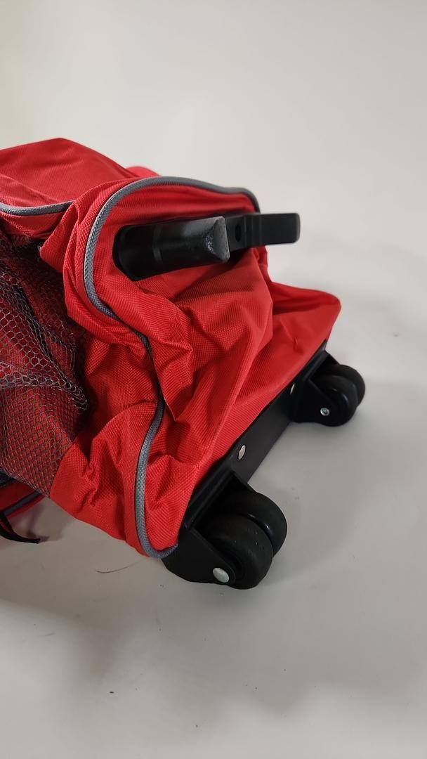 Multifunctional Rolling Backpack Vibrant Red Multi-Pockets Travel Bag Unisex