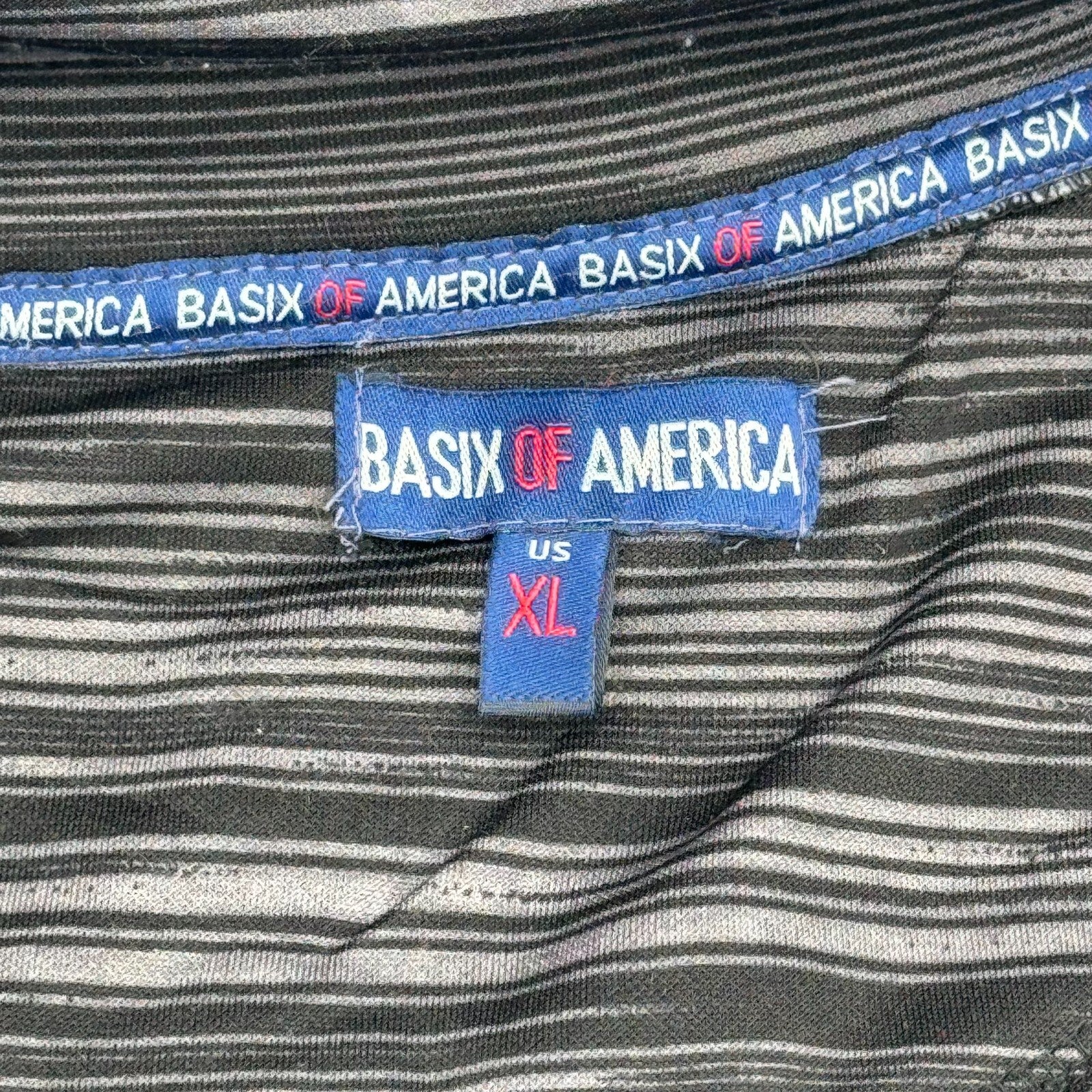Basix Of America Mens Quater Zip Pullover Striped Jacket Gray Active Size XL