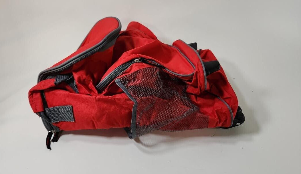 Multifunctional Rolling Backpack Vibrant Red Multi-Pockets Travel Bag Unisex