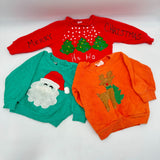 3 Toddler Christmas Sweaters Red Snow Trees Santa Orange Reindeer 2T 3T 5T
