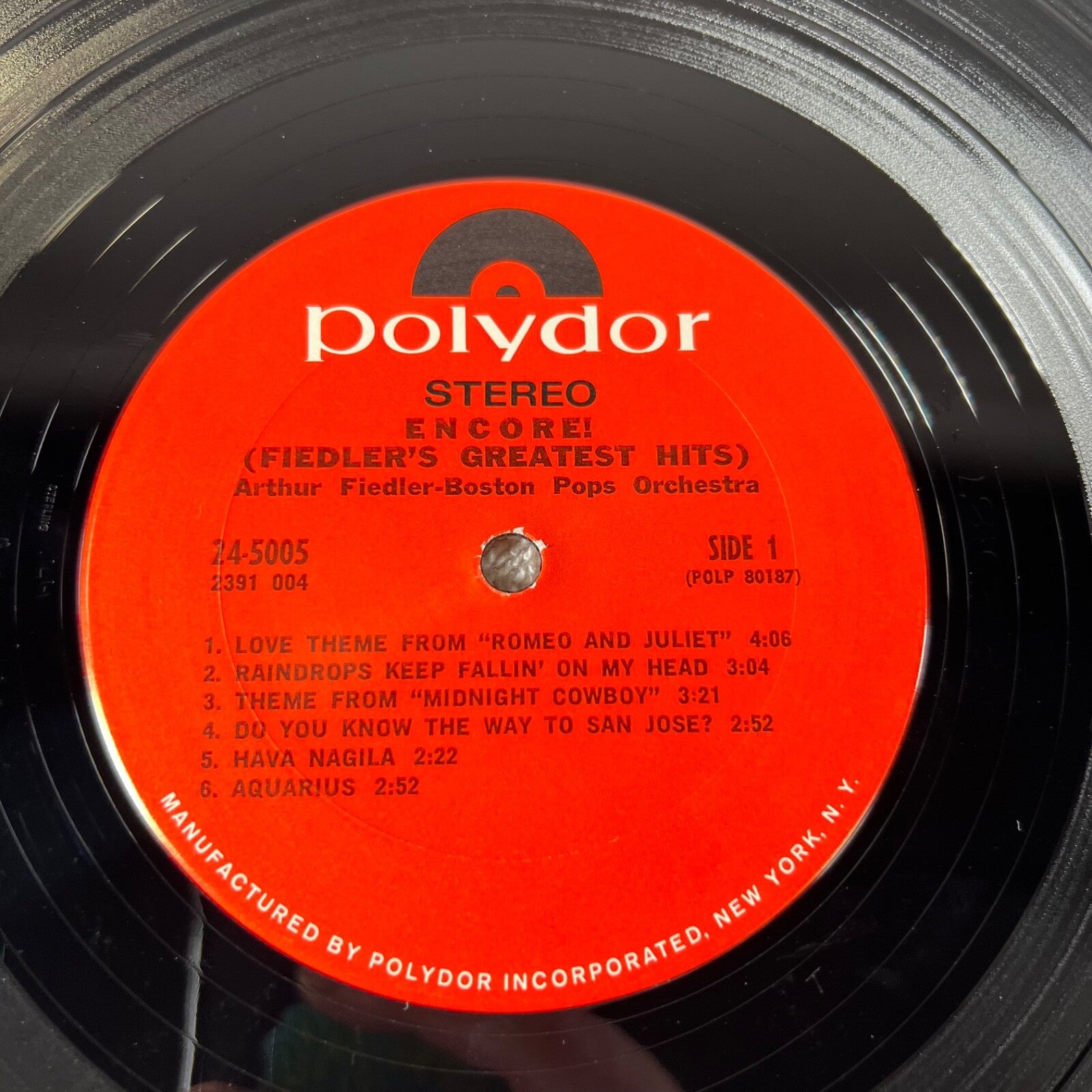 Encore - Fiedler's Greatest Hits Vinyl LP US 1971 Polydor – 24-5005 POP ROMANTIC