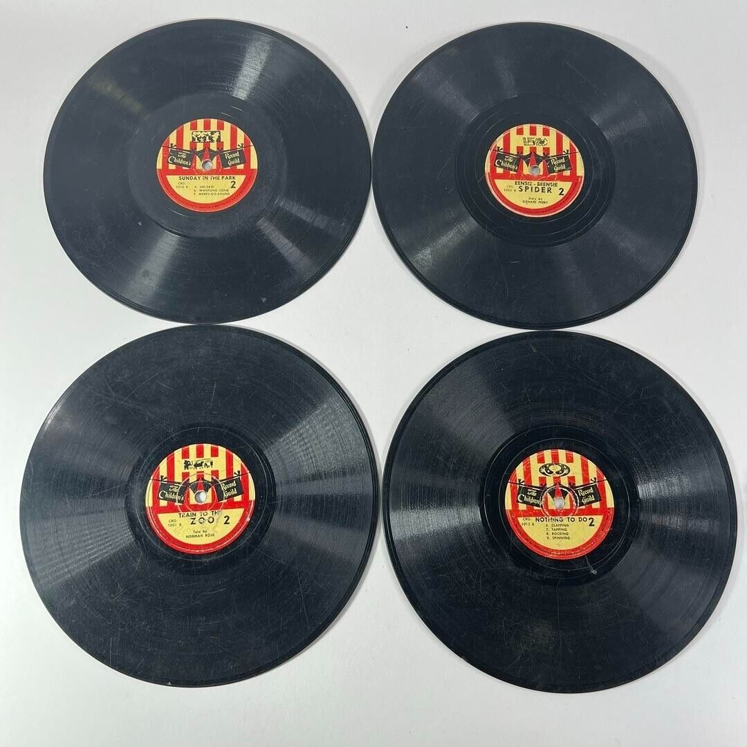 Vintage Children’s Record Guild Double Sided 78rpm 10” Vinyl Lot of 4