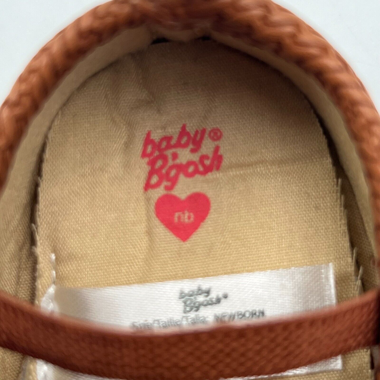 Baby B'gosh Woven Pattern Slip On Mary Jane Shoes Tan Comfy Size New Born