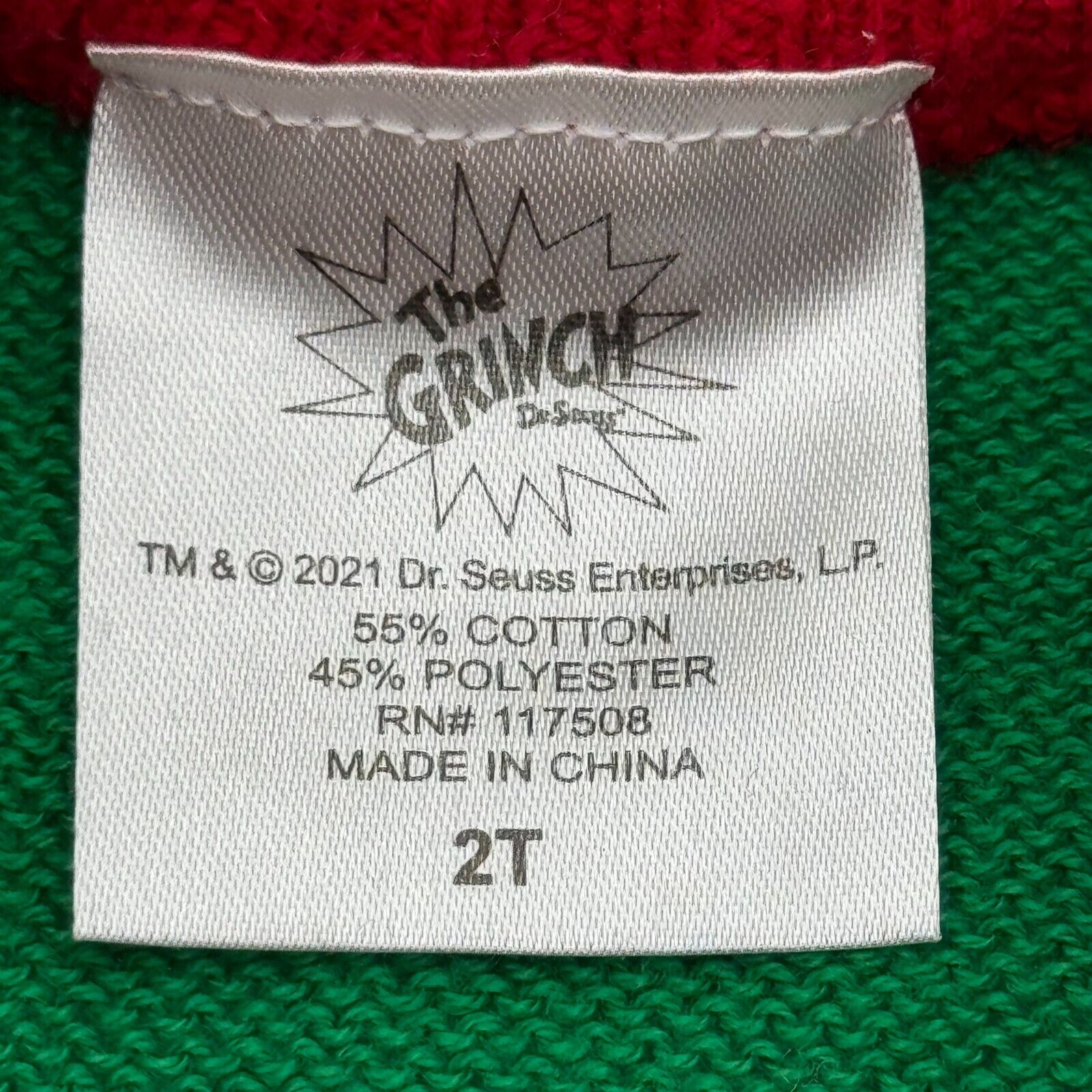 Kids Holiday Ugly Sweater Grinch Cristmas Define Naughty Green Red Snow Size 2T