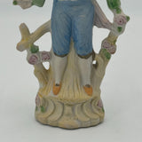 Vintage Occupied Japan Pastoral Fence Roses Hand Painted Bisque Andrea Figurine