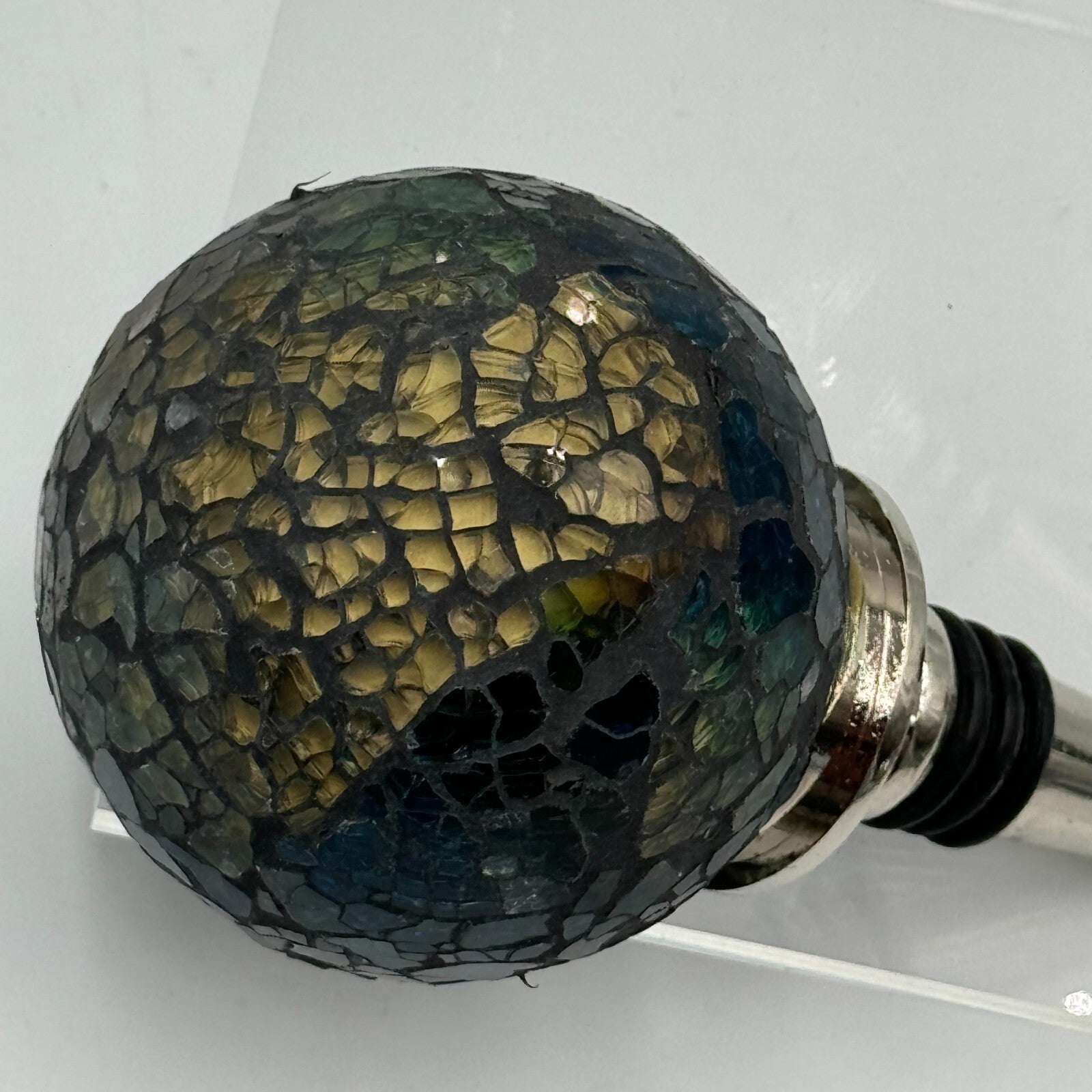 Heavens Way 3 Pack Stained Glass Globe Shaped Wine Bottle Stopper Washable NEW