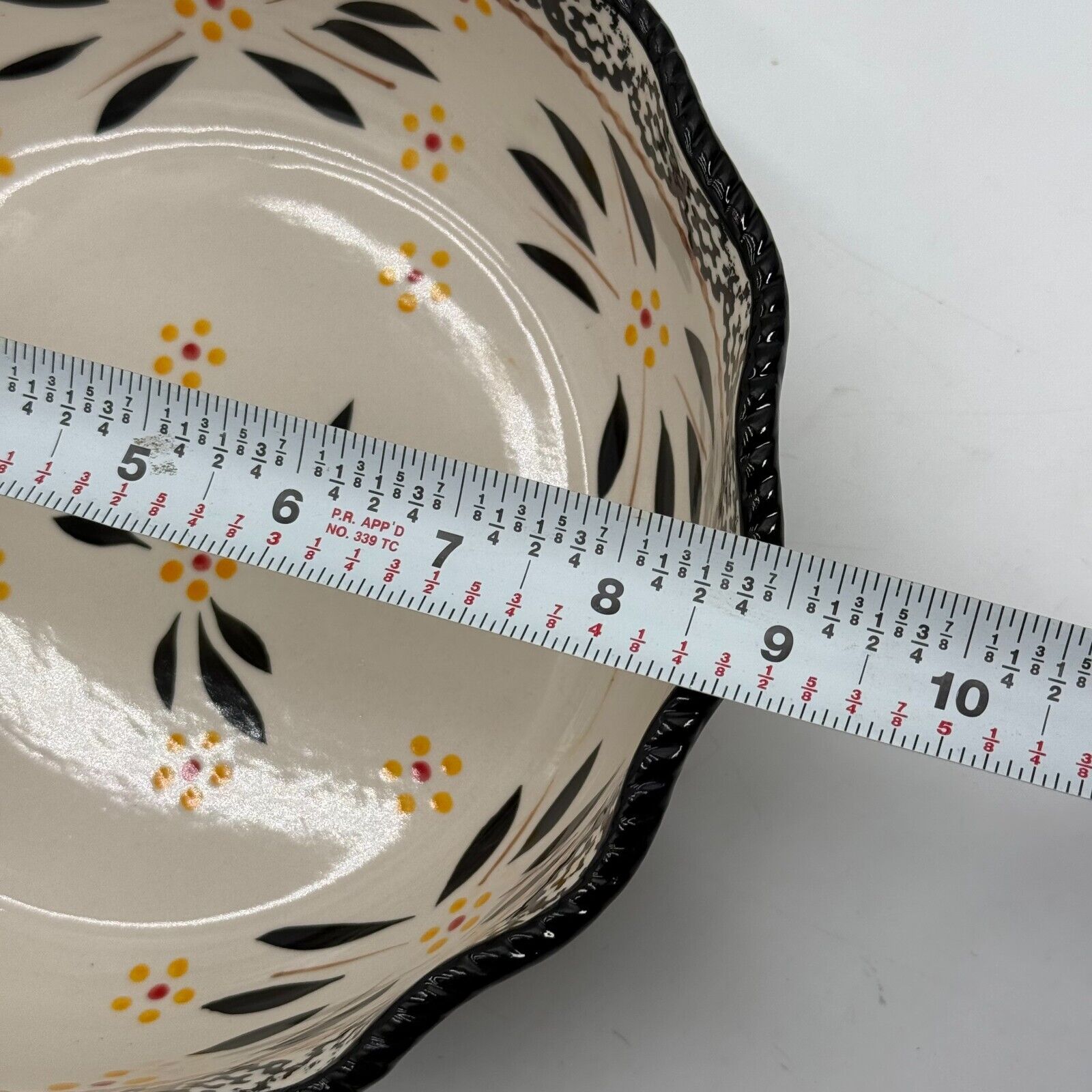 Temptations By Tara Hand Painted Ceramic Elegant Floral Bowl With Egg Platter