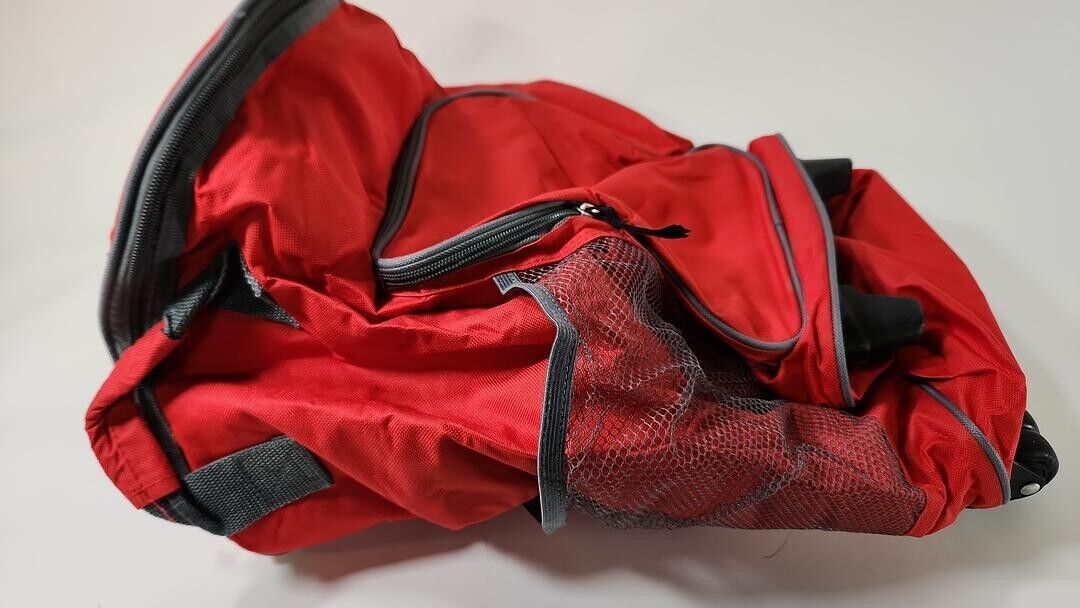Multifunctional Rolling Backpack Vibrant Red Multi-Pockets Travel Bag Unisex