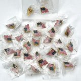 Lot of 25 Waving American Flag Lapel Pin Gold Accents Red White Blue USA New