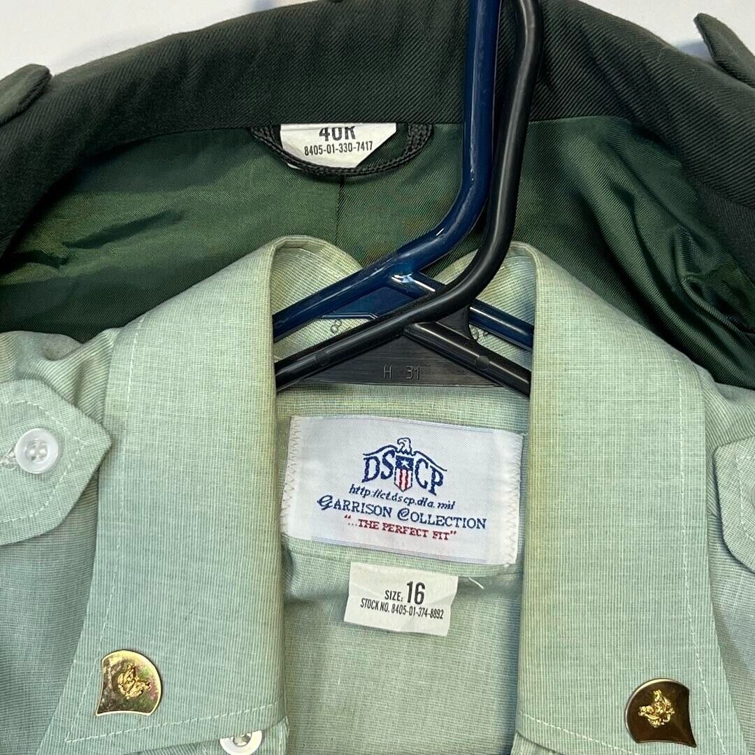 US Army Dress Greens 3pc Suit Jacket 40R Shirt Size 16 Slacks 32 R 2nd Infantry