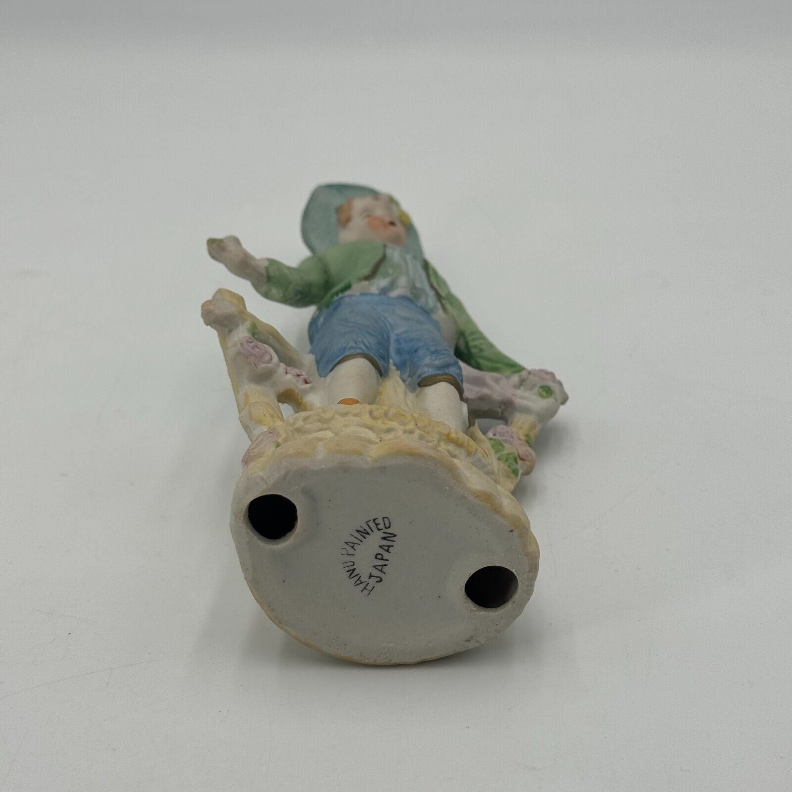 Vintage Occupied Japan Pastoral Fence Roses Hand Painted Bisque Andrea Figurine