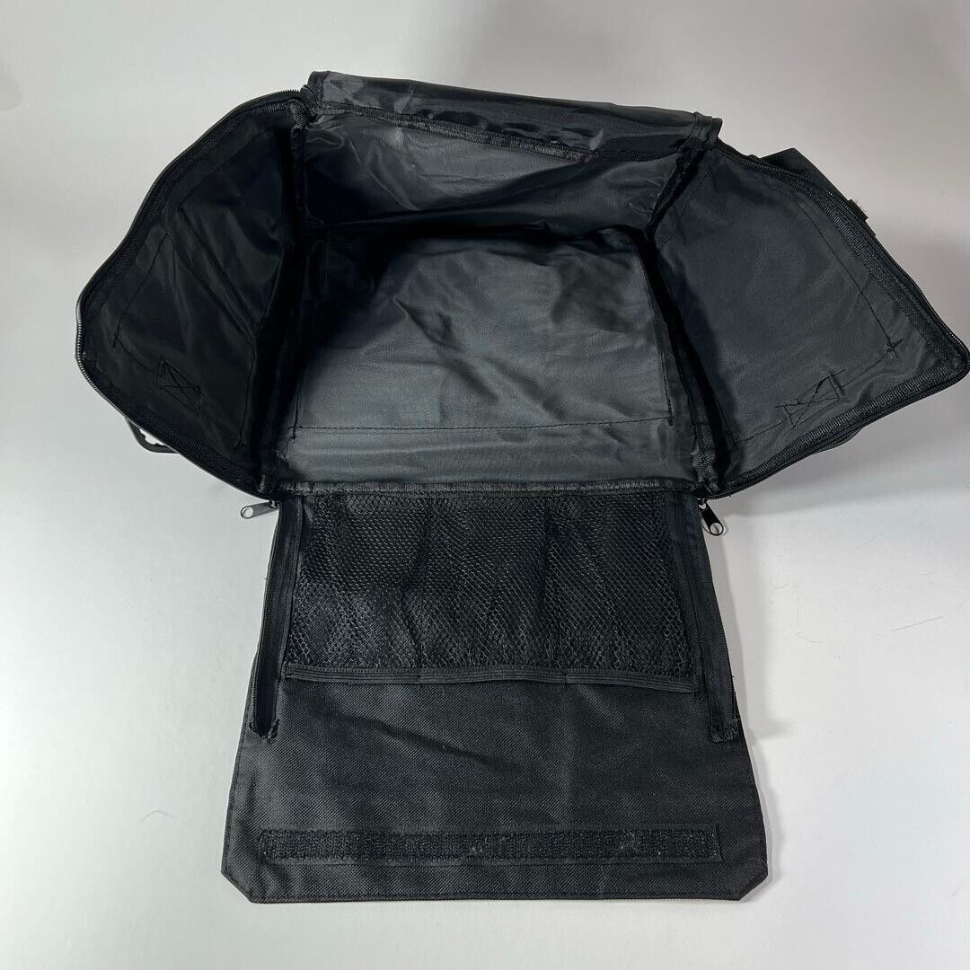 2 Zippered Hook & Loop Carrying Cases Foldable Storage Bags Pockets Black