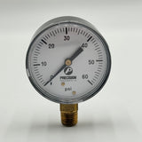 Precision Pressure Gauge SG60 0-60psi 1/2” Bottom Mount 2.5” Face New In Box