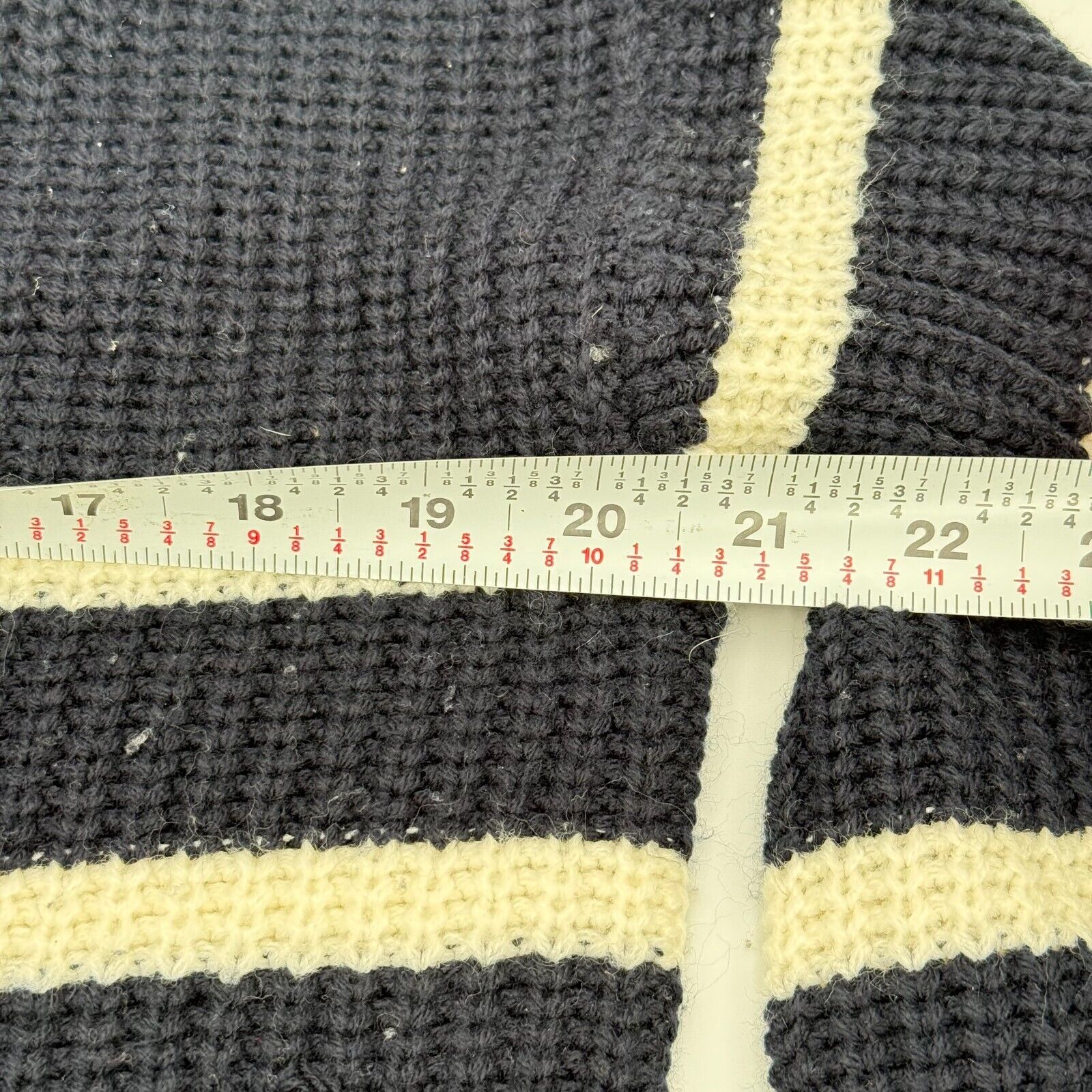 Brave Soul London Womens Vneck Knit Pullover Striped Sweater Navy Blue Size M