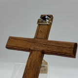 Christian Wall Decor 12x8in Wood Cross W/ Metal Graduation Pin Hanging Nail Hook