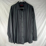 Alfani Gray Mens Classic Long Sleeve Button Up Shirt Green Stripes Size XL