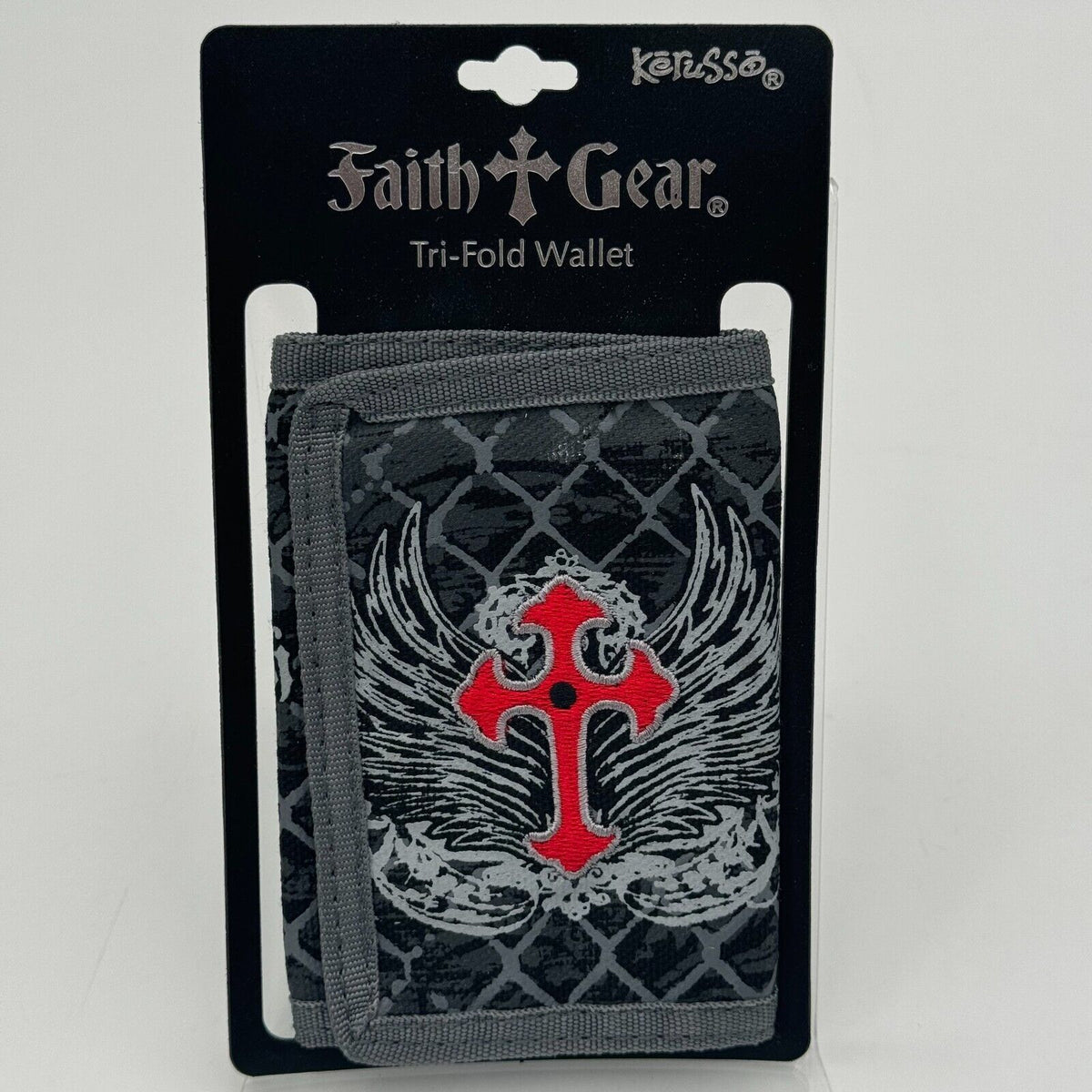 Kerusso Unisex Faith Gear Tri-Fold Wallet With Bible Verse & Red Cross NWT