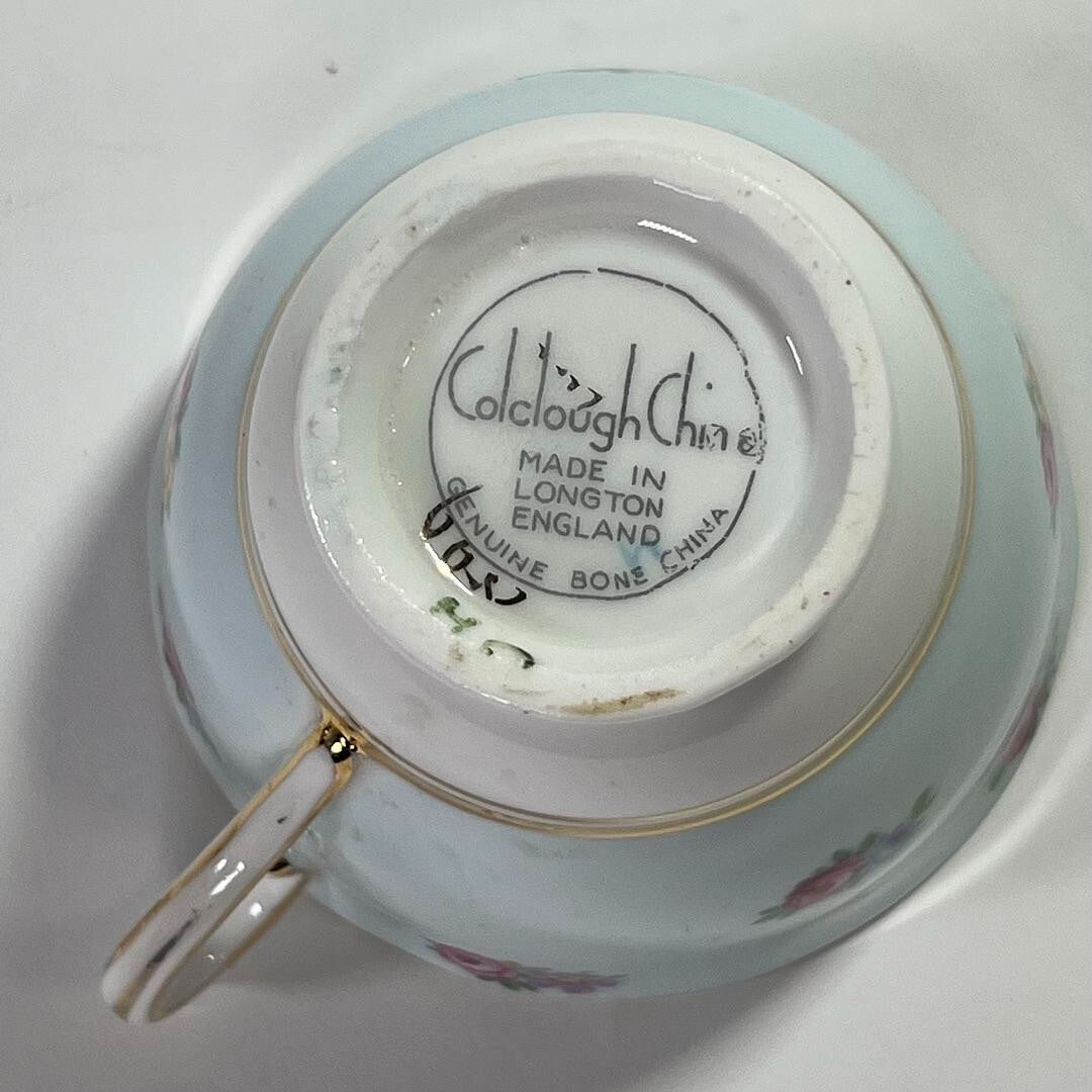 Colclough Genuine Bone China Exquisite Floral Footed Tea Cup W/ Gold Trim