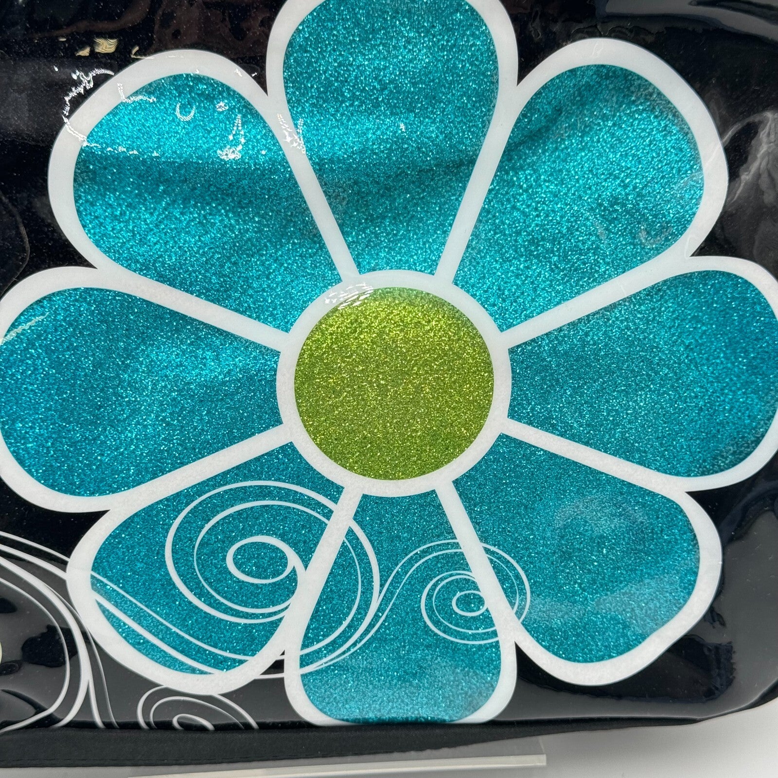 Zonderkidz Sparkly Blue Vinyl Felt Flowers Large 6.5 x 9.5 in Bible Cover NWT