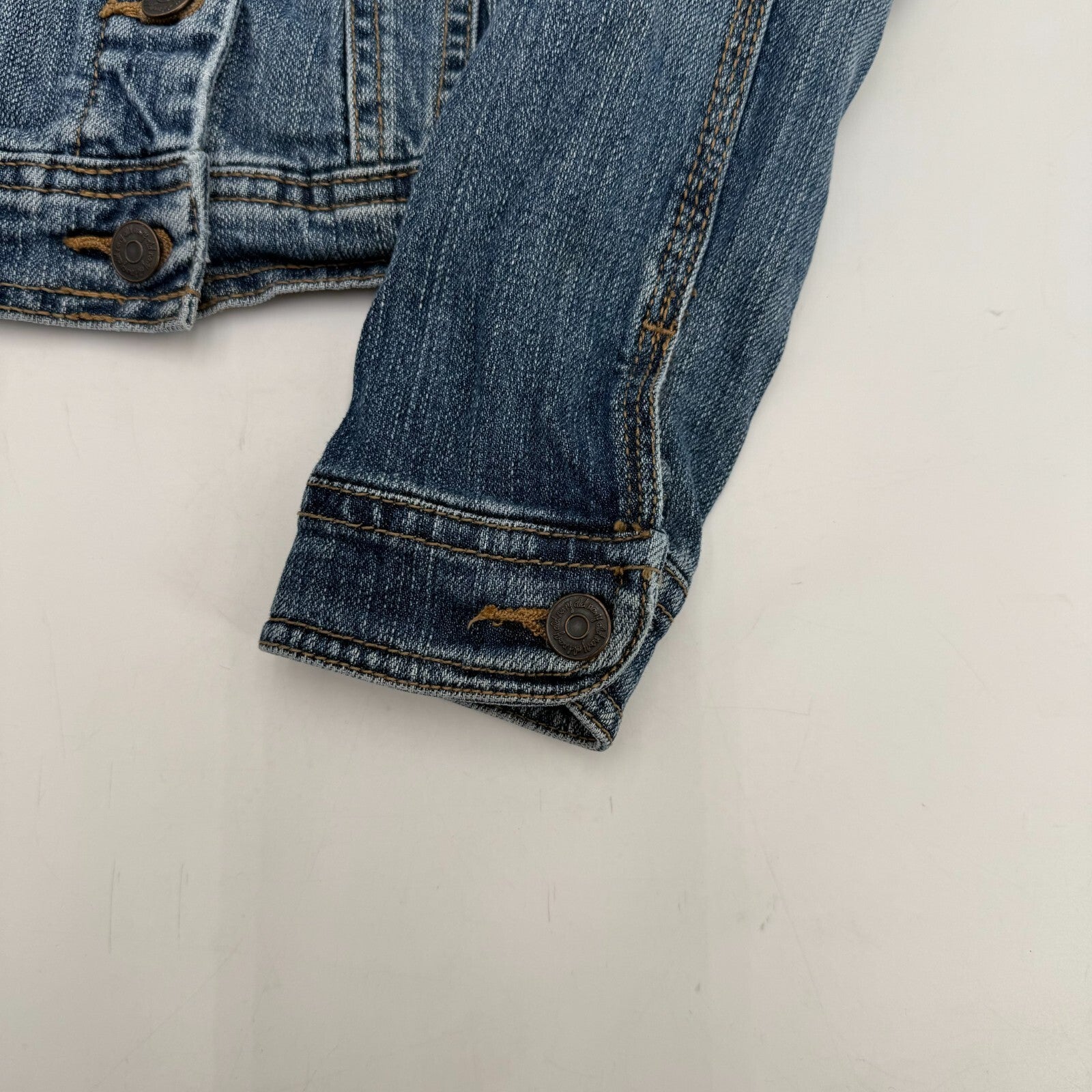 Old Navy Unisex Kids Denim Jacket Blue Collared Button Long Sleeve Size Small