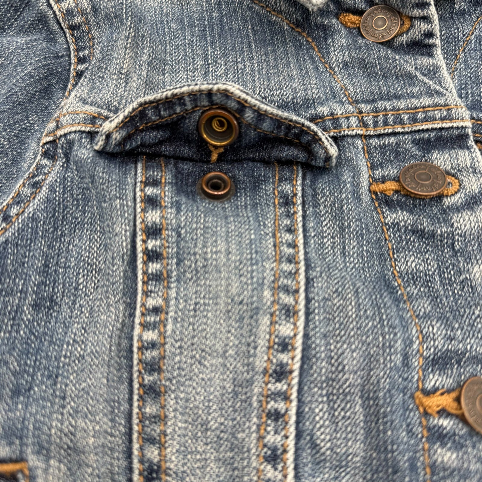 Old Navy Unisex Kids Denim Jacket Blue Collared Button Long Sleeve Size Small