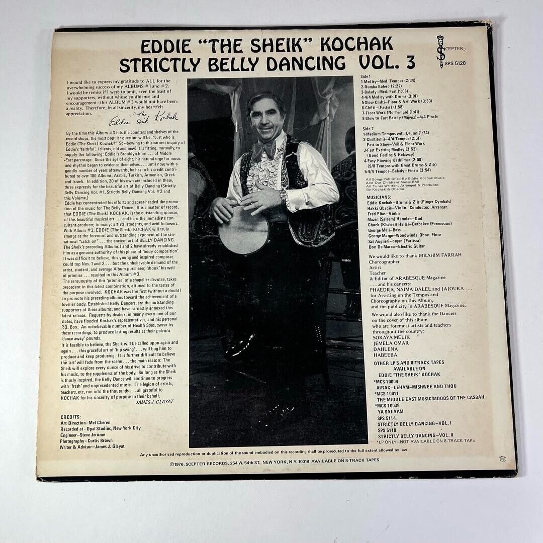 Eddie "The Sheikh" Kochak: Strictly Belly Dancing Vol 3 Vinyl LP Record SPS 5128