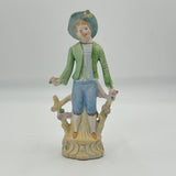 Vintage Occupied Japan Pastoral Fence Roses Hand Painted Bisque Andrea Figurine