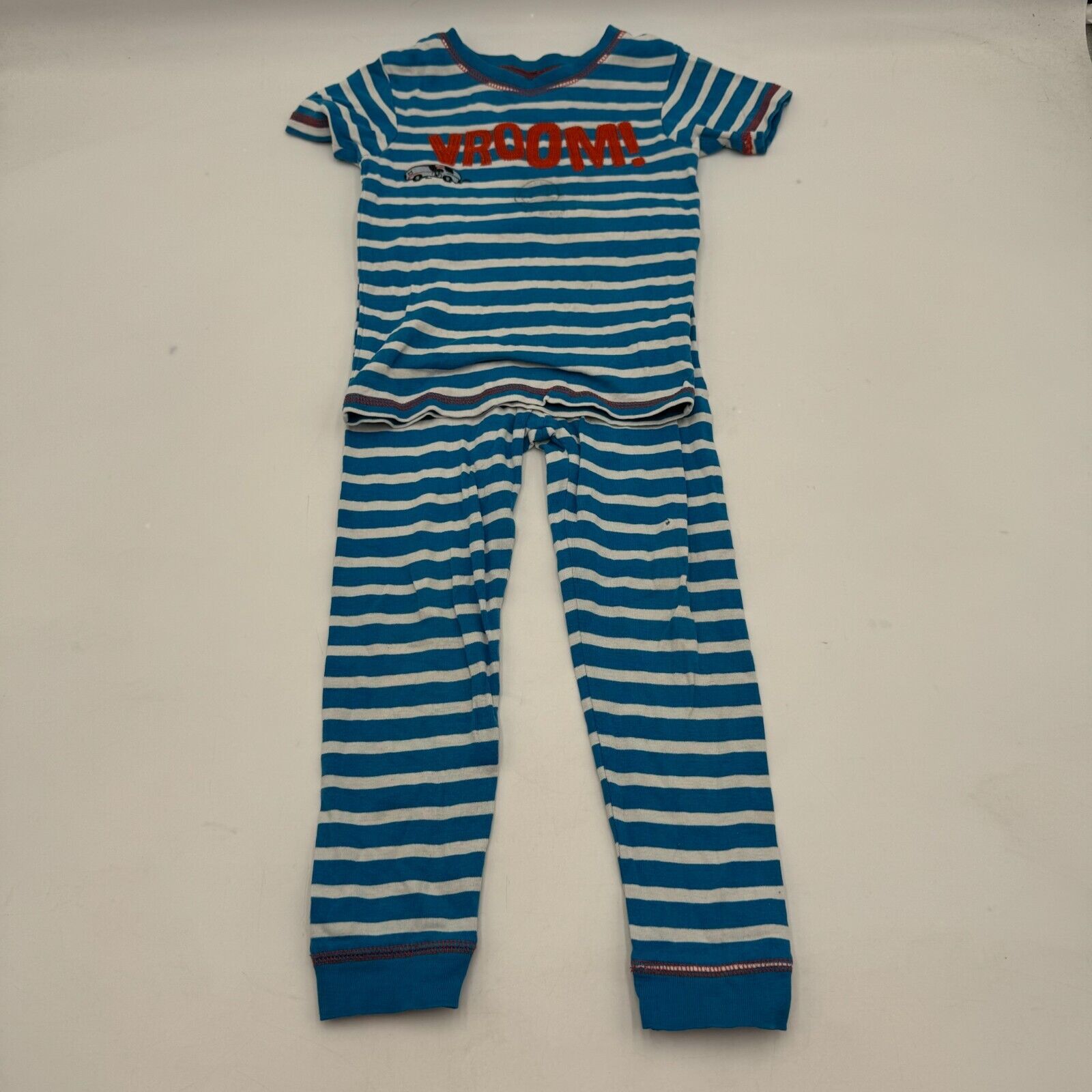 Pair of Carter’s Pajama Sets Vroom Race Car Blue Stripes Red Checkered Size 5T