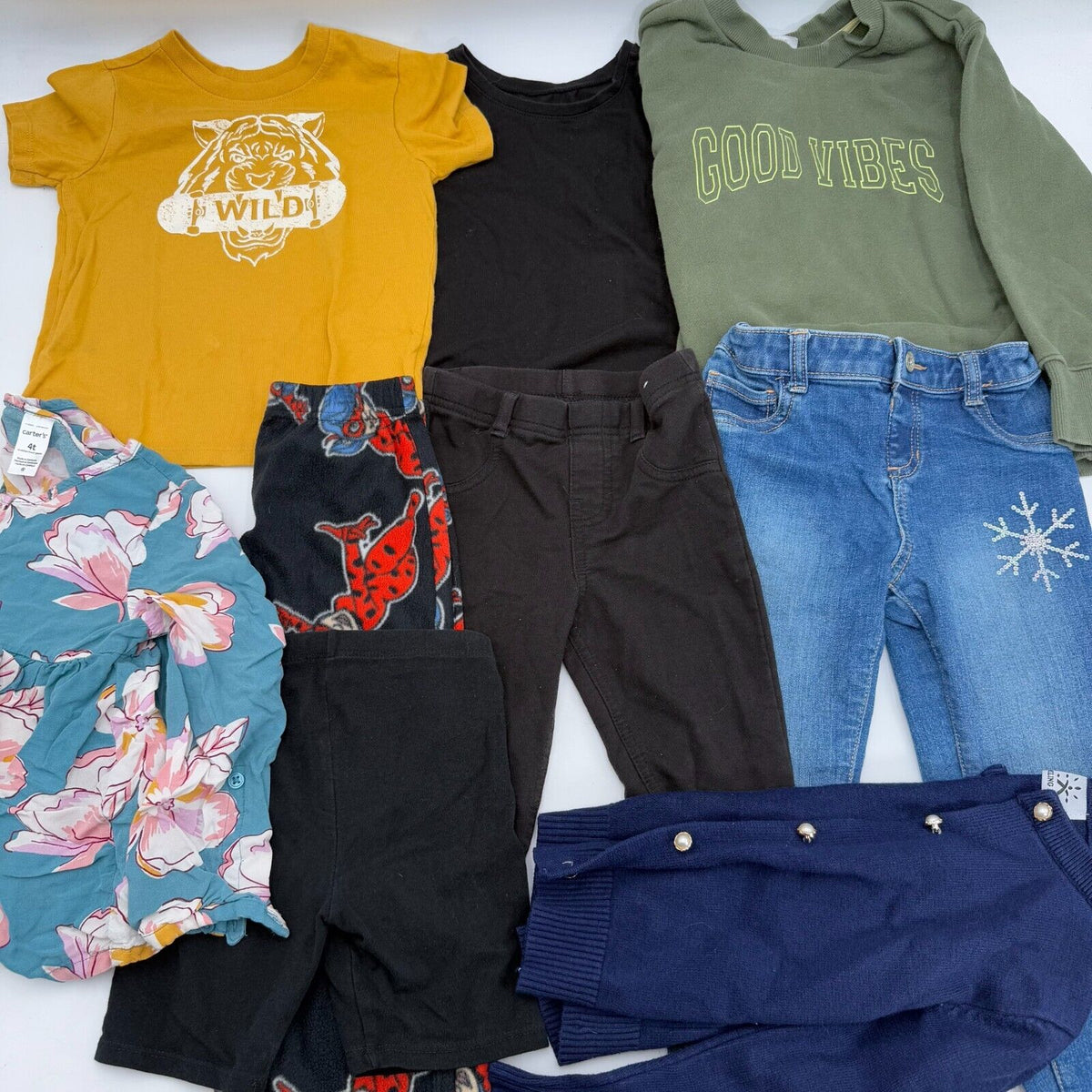 Lot of 9 Kids Toddler Size 4 4T Girls Pants Shirts Sweaters Carter’s Disney