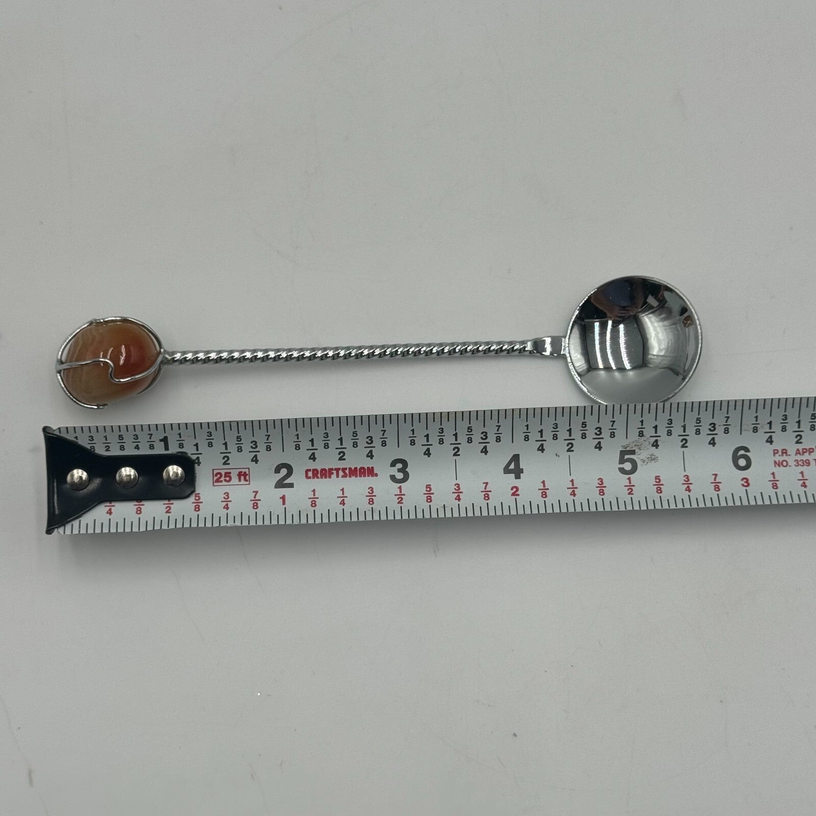 3pc Set Decorative Turkish Ceramic 7" Trivet Silver Teacup & Agate Spoon