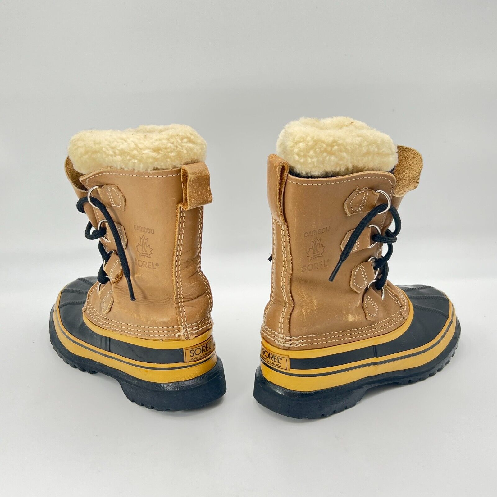 Sorel Caribou Brown Canadian Leather Rubber Wool Winter Boots Womens Size 5 US