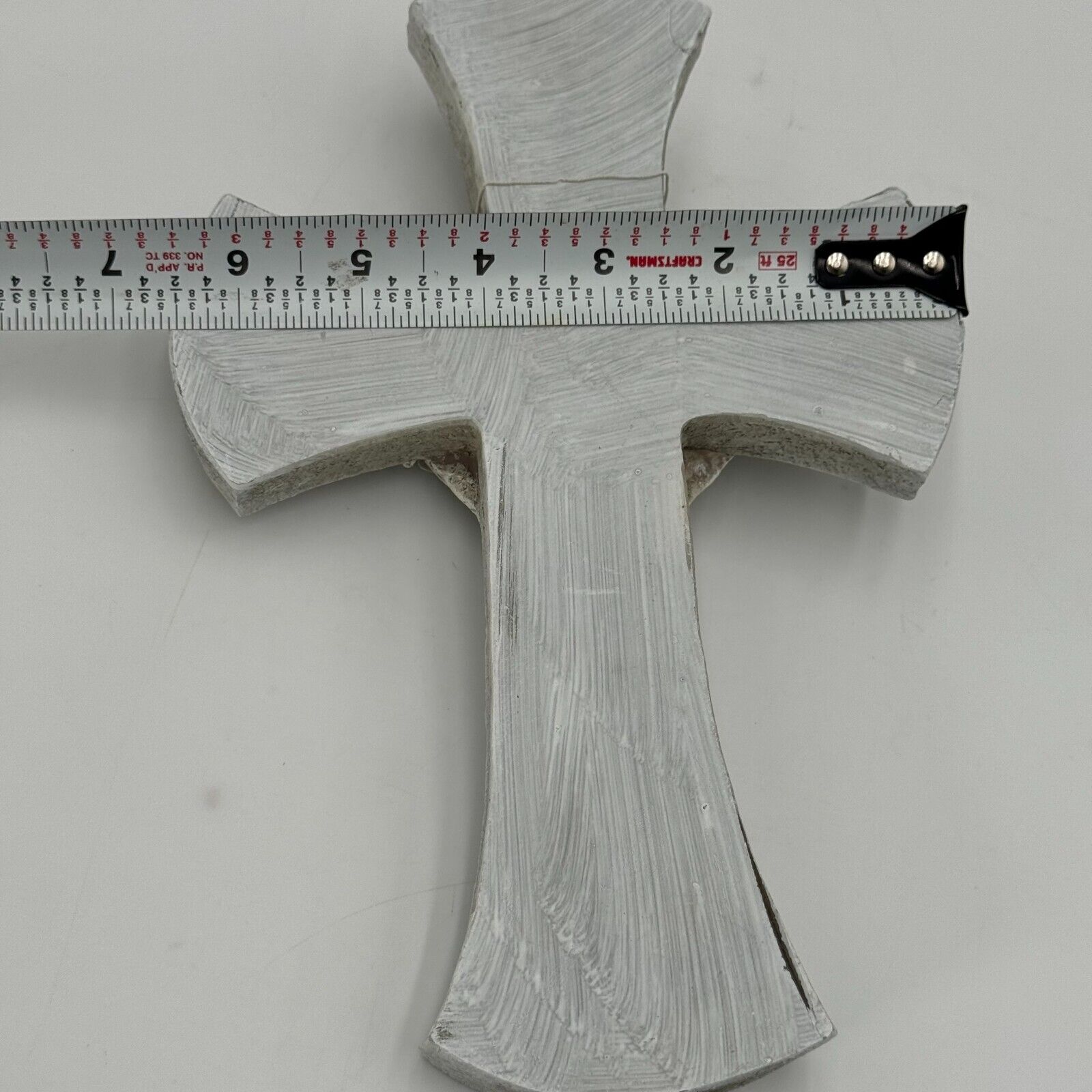 Angelic 10in Cross Gray Black Prayer Carved Angel 3in Metal Stakes Art Decor