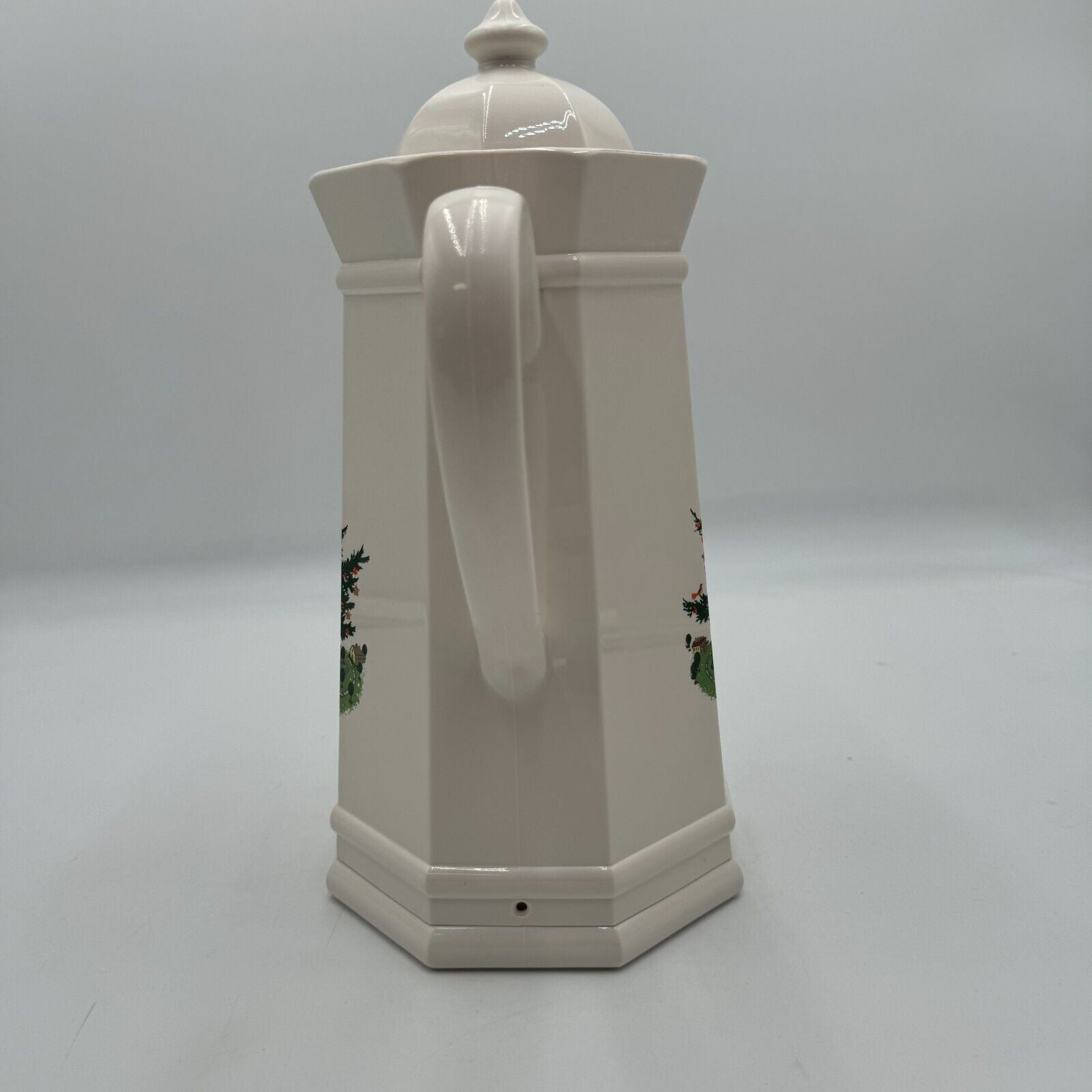Pfaltzgraff Christmas Tree Design Thermos Carafe Pitcher Off White Matte Finish