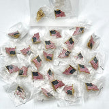 Lot of 25 Waving American Flag Lapel Pin Gold Accents Red White Blue USA New