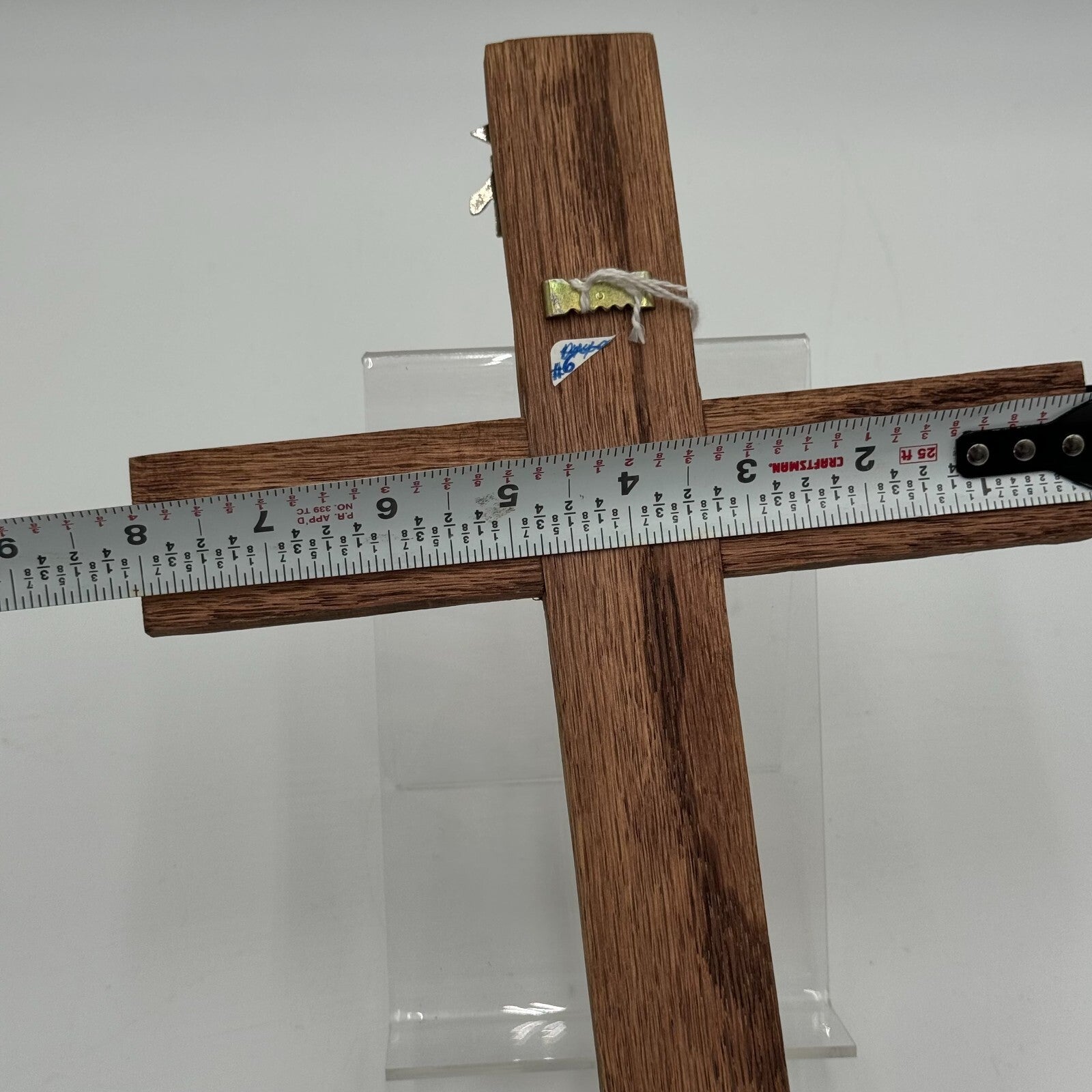 Christian Wall Decor 12x8in Wood Cross W/ Metal Graduation Pin Hanging Nail Hook