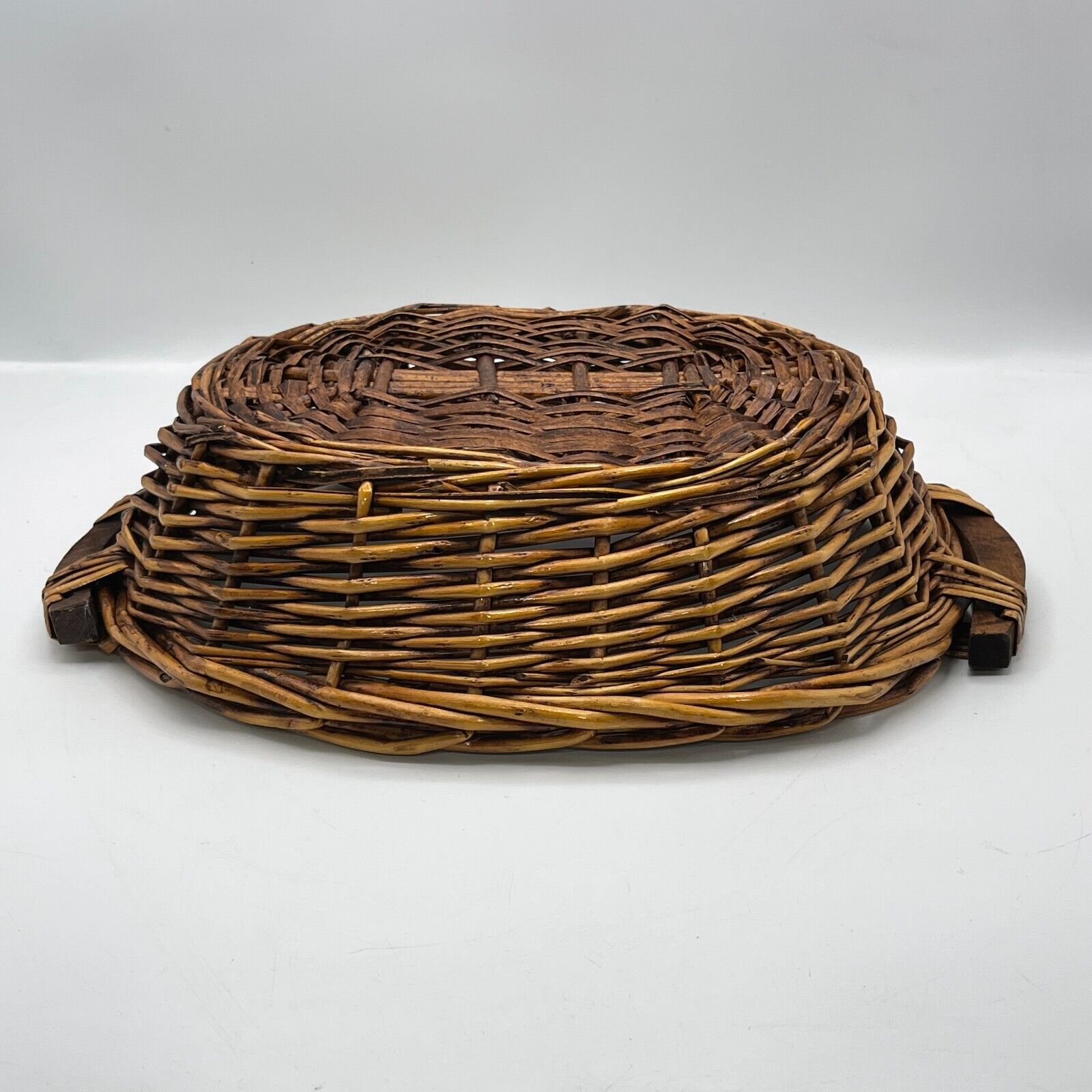 Lot of 2 Vintage Handwoven Multifunctional Wood Baskets