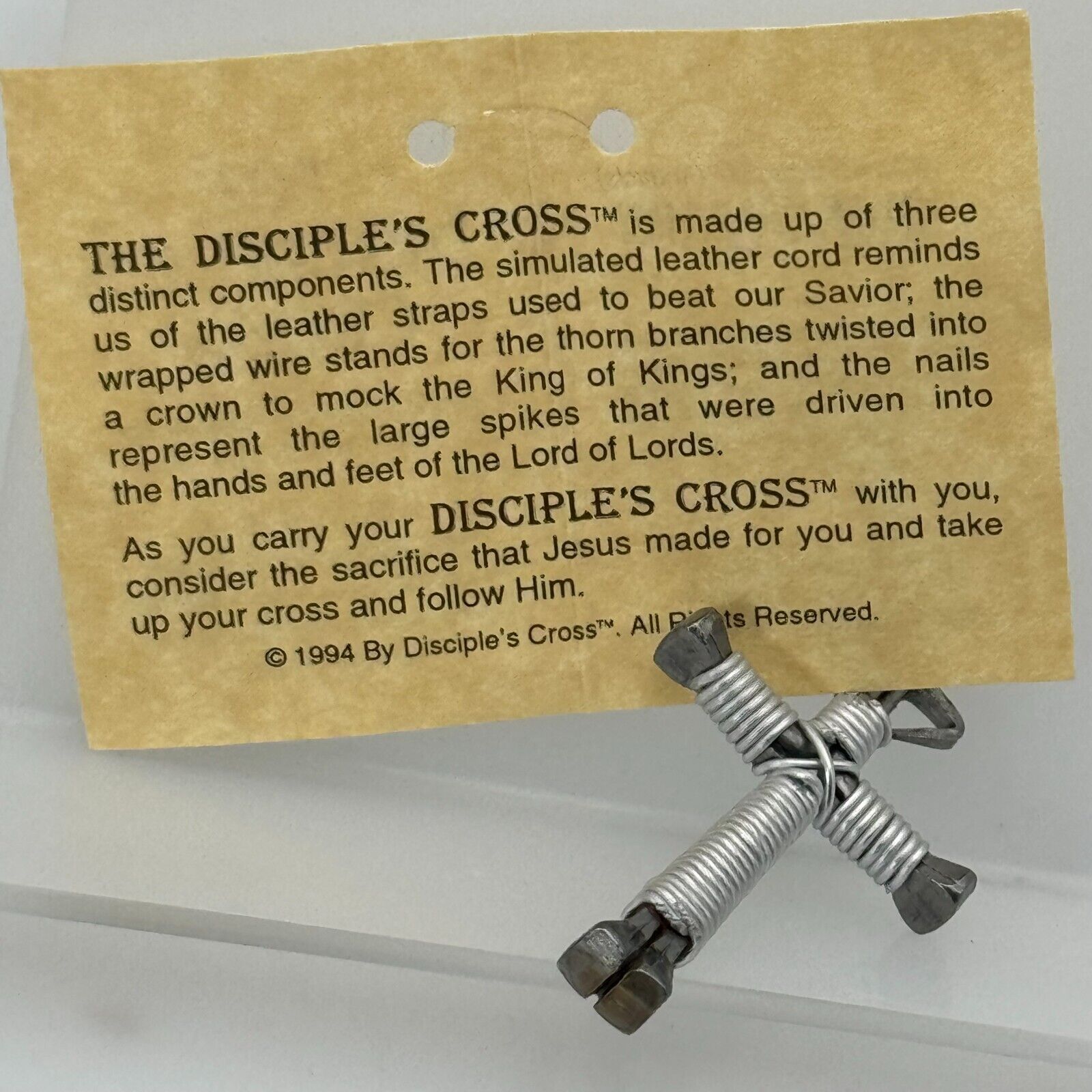 Disciple’s Cross Hand Crafted Metal USA Christian Art Silver Keychain NWT
