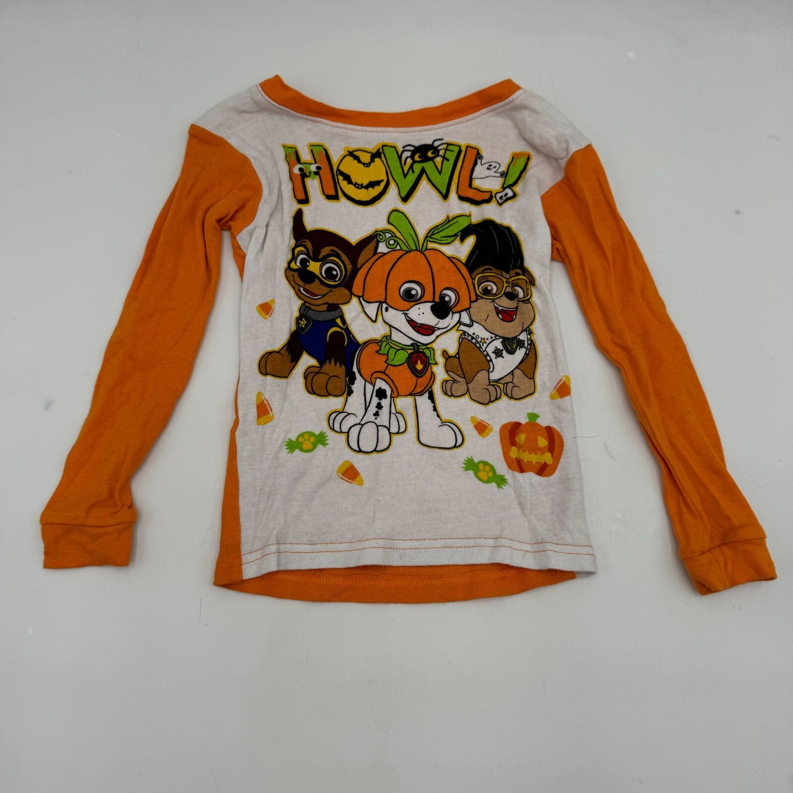 2 pc Paw Patrol Kids Pajama Set Halloween Howl Pumpkin Candy Toddler Size 4T
