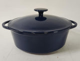 New Country Cottage Blue Oval 2 3/4 Quart Dutch Oven w/ Serving Lattice Tray