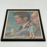 1964 JFK Original Lithograph Color Print Arthur Freeman in Gold MCM Frame 18x22